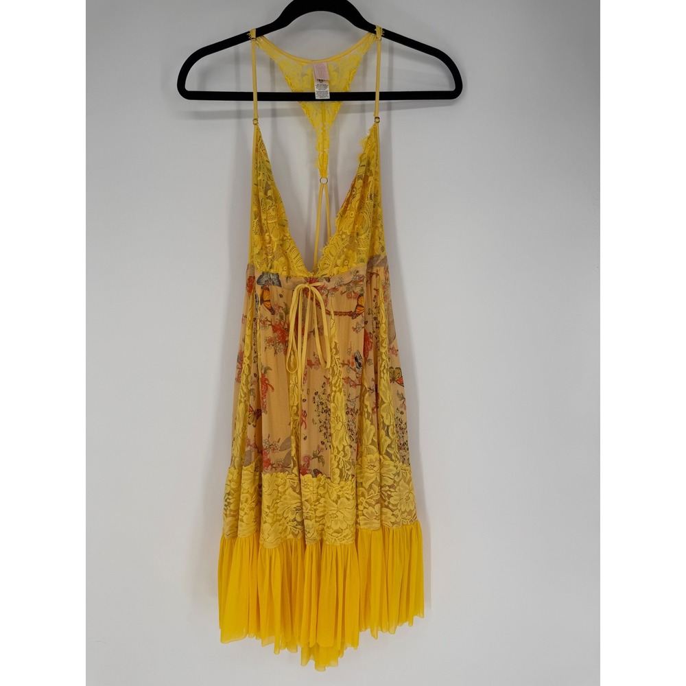 HAH HOT AS HELL I'LL TAKE U FARRER DRESS BUTTERFLY YELLOW M/L FAIRYCORE GARDEN